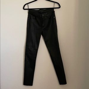 Zara 100% Leather black pants size S never worn